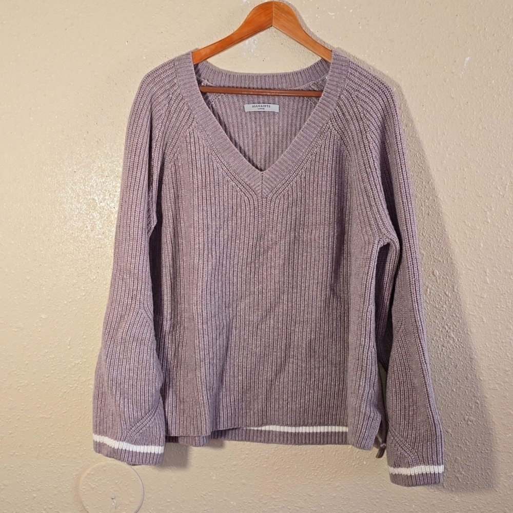 Allsaints Gray V Neck Sweater